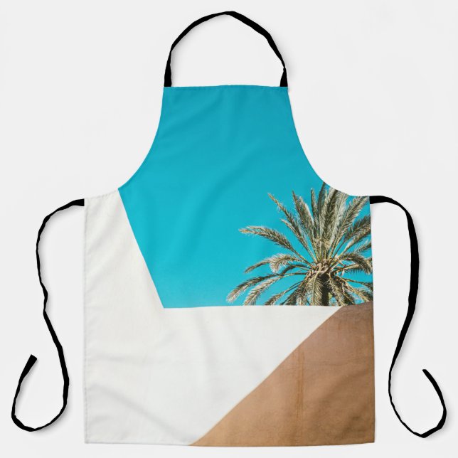 Green palm tree under blue sky in the morning apron (Front)