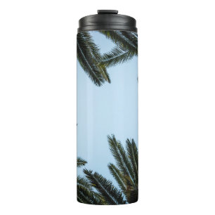 GREEN PALM TREE UNDER WHITE SKY THERMAL TUMBLER