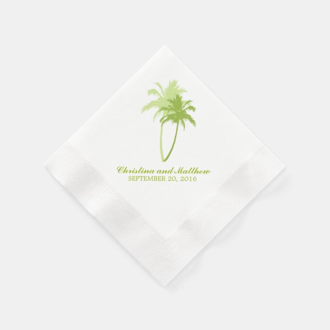Green Palm Trees Beach Wedding Napkin (Corner)