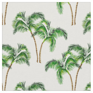 Green Palm Trees on White Fabric