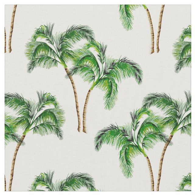 Green Palm Trees on White Fabric (Close Up)