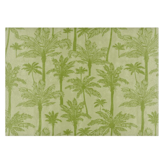 Green Palm Trees Pattern Cutting Board (Front)