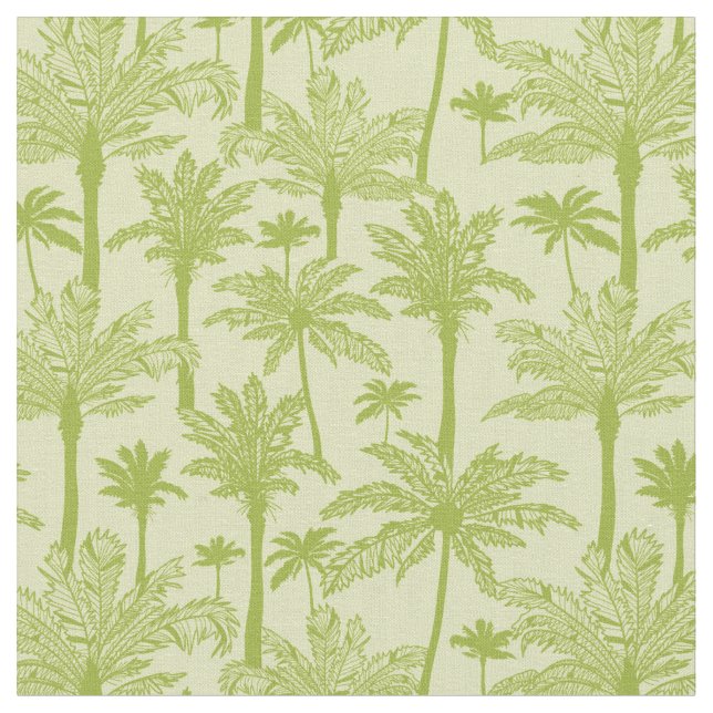 Green Palm Trees Pattern Fabric (Close Up)