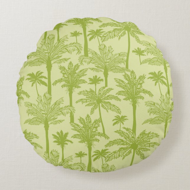 Green Palm Trees Pattern Round Cushion (Front)