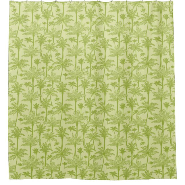 Green Palm Trees Pattern Shower Curtain (Front)