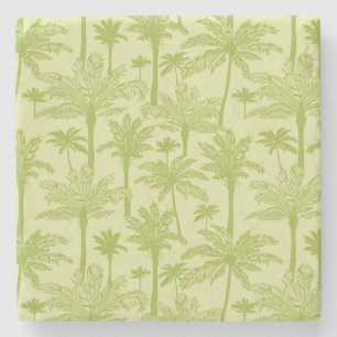 Green Palm Trees Pattern Stone Coaster