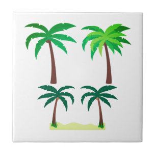 Green Palm Trees Summer Tile