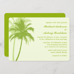 Green Palm Trees Tropical Beach Wedding Invitation