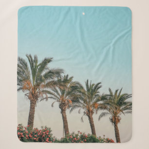 GREEN PALM TREES UNDER BLUE SKY SHERPA BLANKET