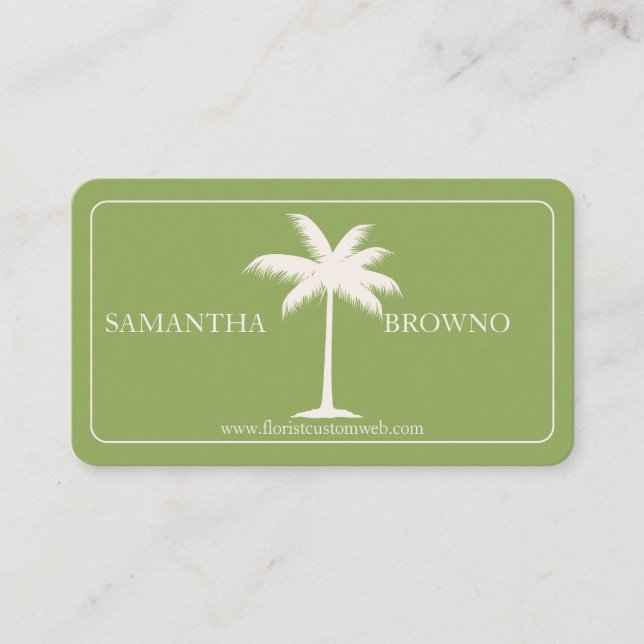 Green Palm Tropical Tree Business Card (Front)