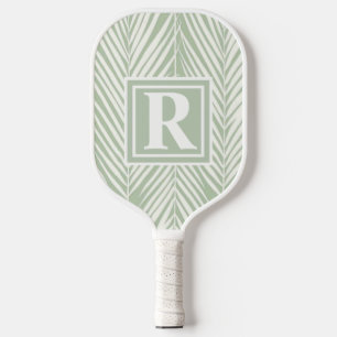 Green Palms and Monogram Customisable Pickleball Paddle