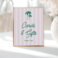 Green Palms Pink Stripes Cards and Gifts 