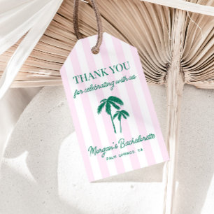 Green Palms Pink Stripes Gift Tags