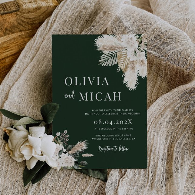 green pampas grass wedding invitation (Creator Uploaded)