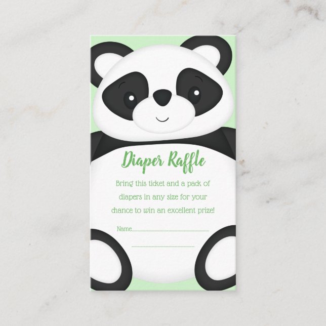 Green Panda Bear Baby Shower Enclosure Card (Front)