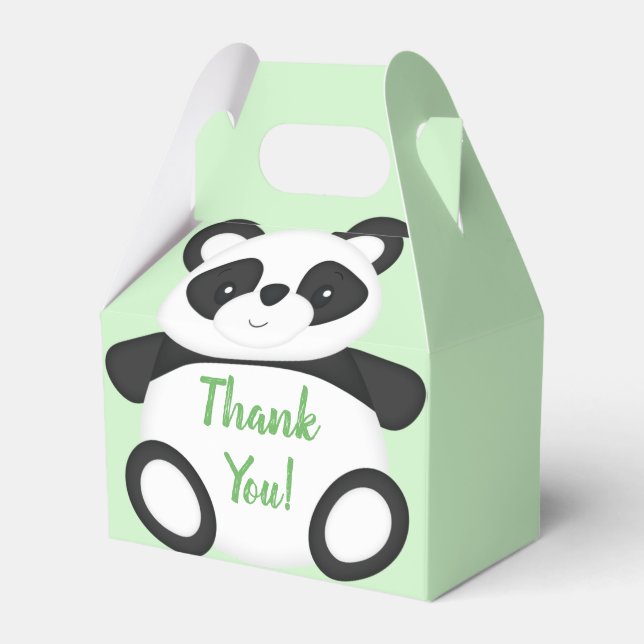 Green Panda Bear Baby Shower Favour Box (Front Side)