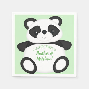 Green Panda Bear Baby Shower Napkin