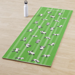 Green Panda Yoga Mat Custom Name on Both Sides