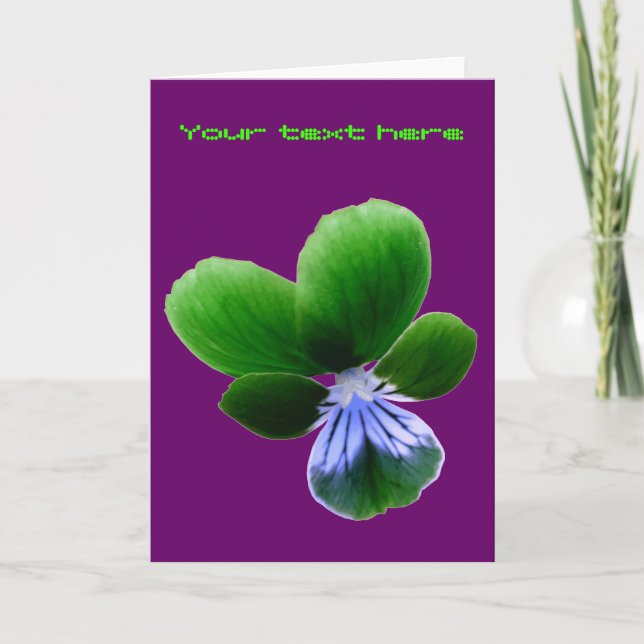 Green Pansy Customisable Greeting Card (Front)