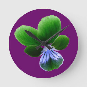 Green Pansy Wall Clock