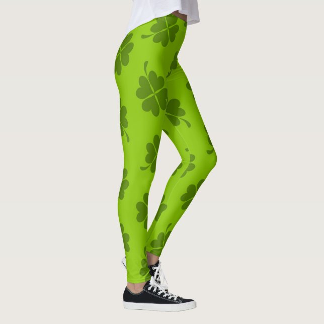 Green Pants, Clover Pattern, St. Patrick Leggings (Right)