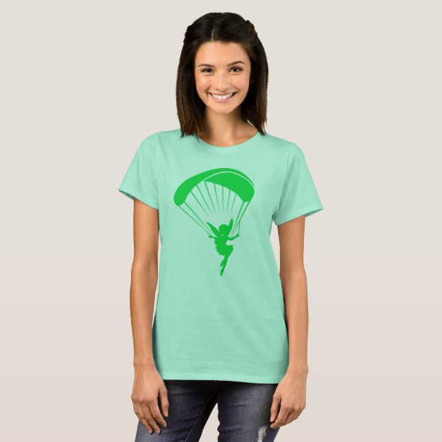 Green Paragliding Pixie Tshirt Womens (Front Full)