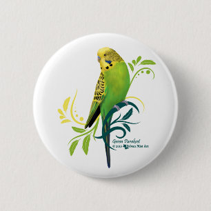 Green Parakeet 6 Cm Round Badge