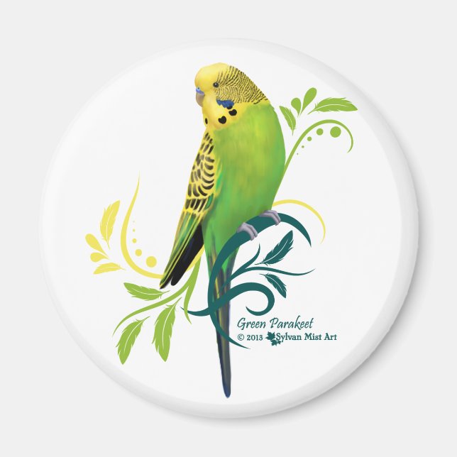 Green Parakeet Magnet (Front)