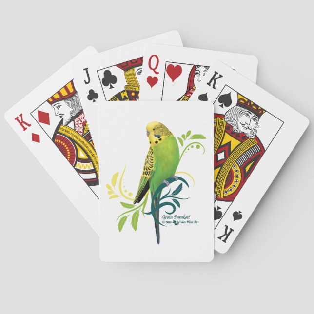 Green Parakeet Playing Cards (Back)