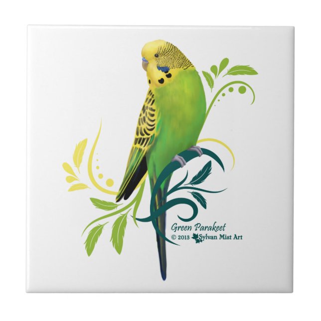 Green Parakeet Tile (Front)