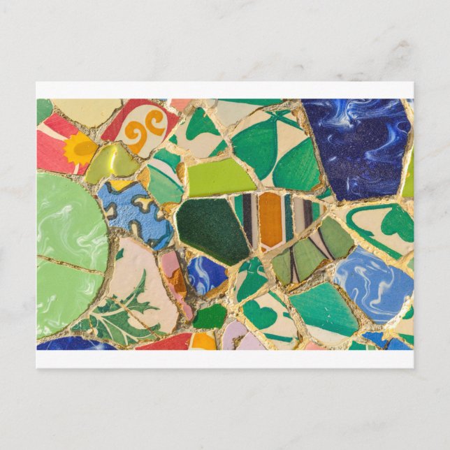 Green Parc Guell Tiles in Barcelona Spain Postcard (Front)