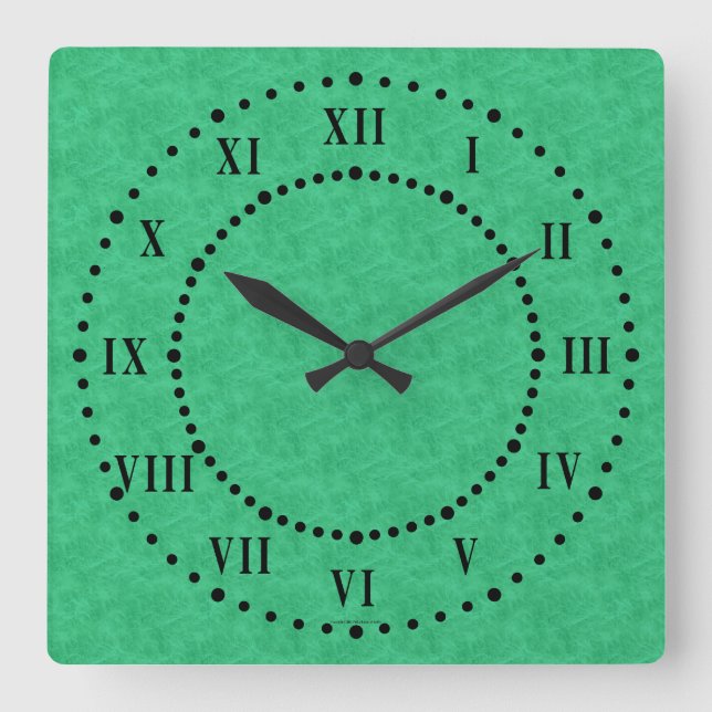 Green Parchment Look Roman Numerals Wall Clock (Front)