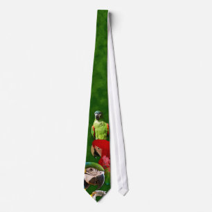 Green Parrot and Macaws Tie