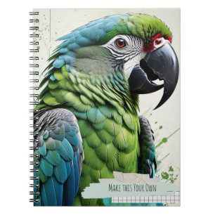 Green Parrot Collage Art Modern Notebook Journal
