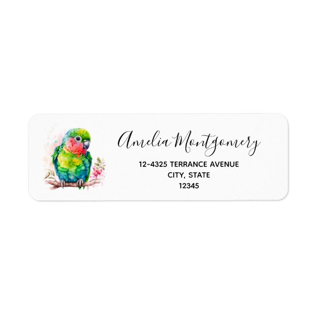 Green Parrot - Cute Baby Bird Address (Front)
