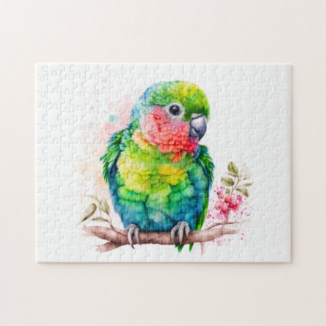 Green Parrot - Cute Baby Bird Jigsaw Puzzle (Horizontal)