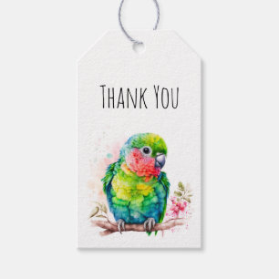 Green Parrot - Cute Baby Bird Thank You Gift Tags