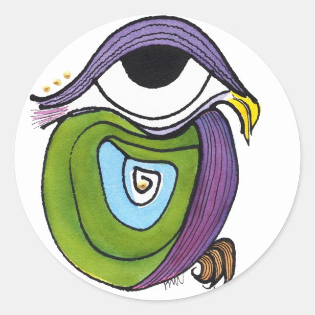 Green Parrot Sticker, Round Classic Round Sticker (Front)