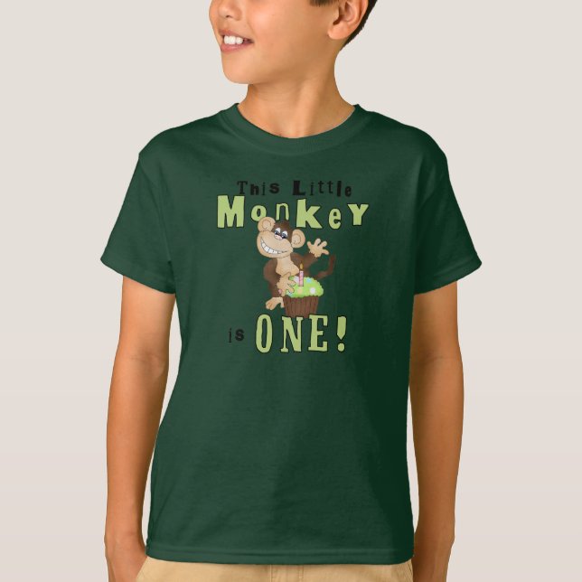 Green Party Monkey 1st Birthday Tshirts and Gifts (Front)