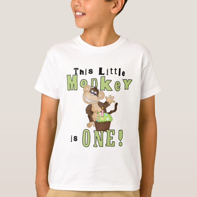 Green Party Monkey 1st Birthday Tshirts and Gifts (Front)