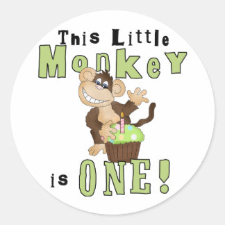 Green Party Monkey 1st Birthday Tshirts and Gifts Classic Round Sticker
