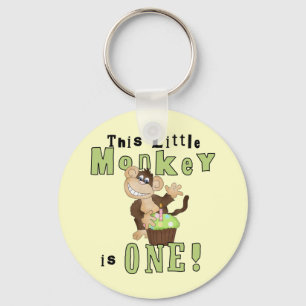 Green Party Monkey 1st Birthday Tshirts and Gifts Key Ring