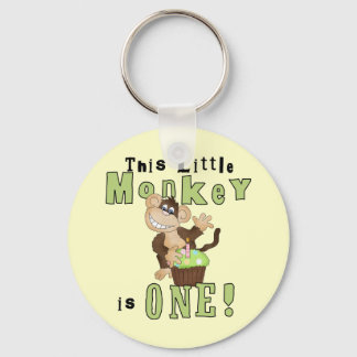 Green Party Monkey 1st Birthday Tshirts and Gifts Key Ring
