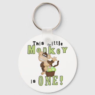 Green Party Monkey 1st Birthday Tshirts and Gifts Key Ring