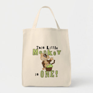 Green Party Monkey 1st Birthday Tshirts and Gifts Tote Bag