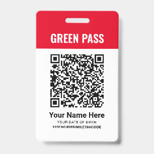 Green Pass Vaccination Certificate PVC Red ID Badge