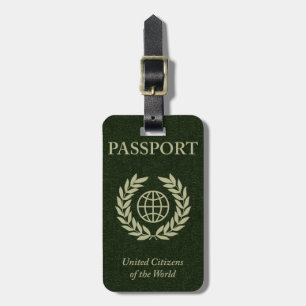 green passport luggage tag