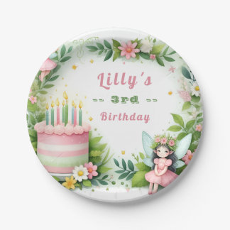 Green Pastel Fairy  Birthday - Paper Plate