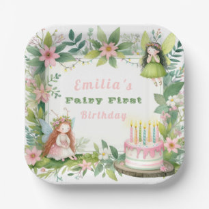 Green Pastel Fairy First Birthday - Paper Plate