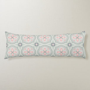 Green Pastel Floral Tiles Body Cushion